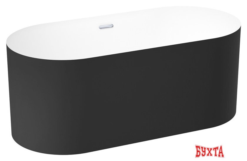 Ванна Wellsee Chalice Perfection 166x77 230603001 (отдельностоящая ванна белый глянец/мат. черн., экран, ножки, сифон-автомат хром) 2