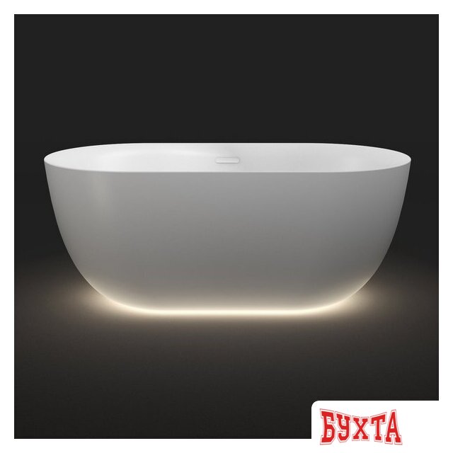 Ванна Wellsee Chic Riviera 170x76 23680502R (отдельностоящая ванна с подсветкой белый глянец, экран, ножки, сифон-автомат глянцевый белый) 1