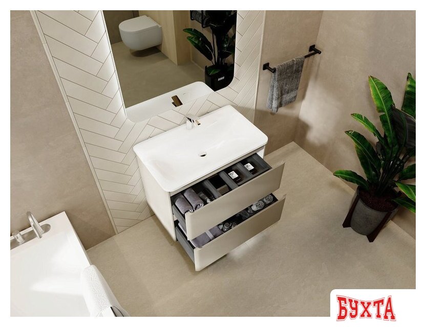 Мебель для ванных комнат Raval Тумба под умывальник Welto 80 Wel.01.80.2/P/BRS/RL 4