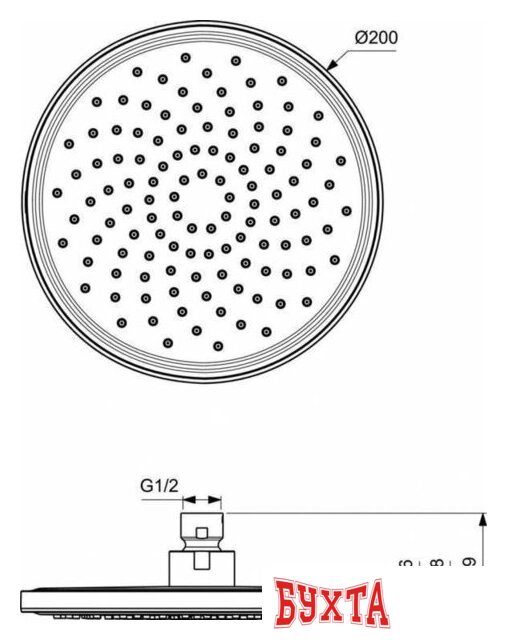 Верхний душ Ideal Standard IdealRain Black BD140XG 5