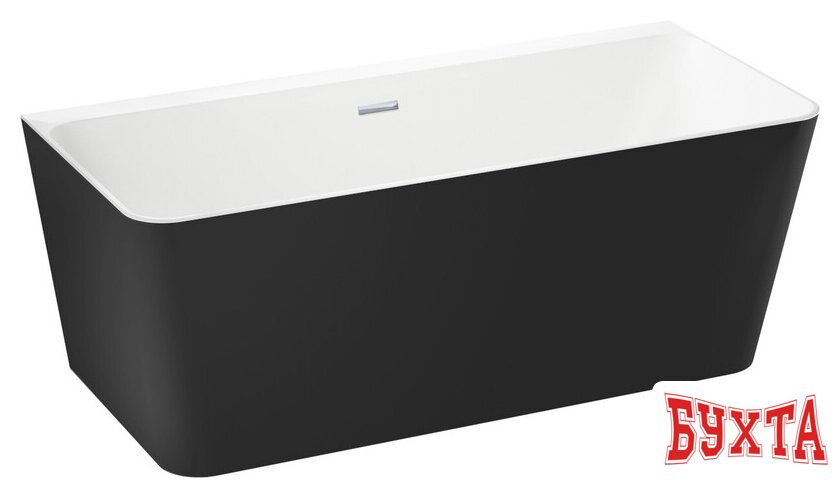 Ванна Wellsee Bromance 170x78 231602001 (пристенная ванна белый глянец/матовый черный, экран, ножки, сифон-автомат хром) 2