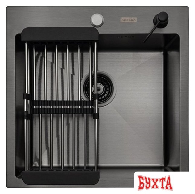 Кухонная мойка ARFEKA ECO AR мойка 500*500, коландер, дозатор BLACK 3