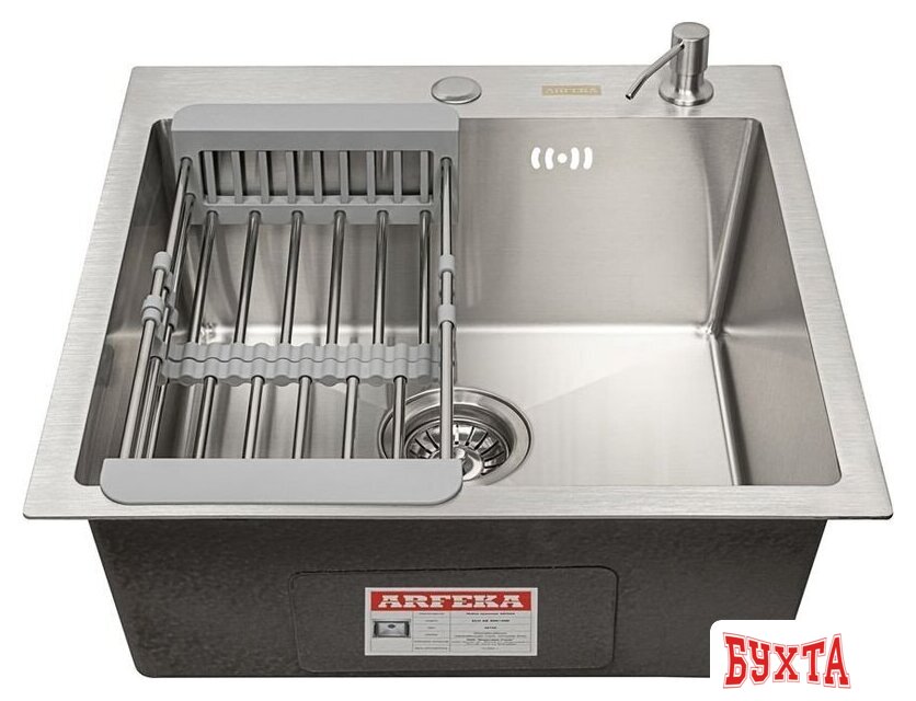 Кухонная мойка ARFEKA ECO AR мойка 500*500, коландер, дозатор SATIN 2