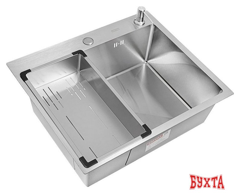 Кухонная мойка ARFEKA Eco AR мойка 600*500, коландер G, дозатор Satin