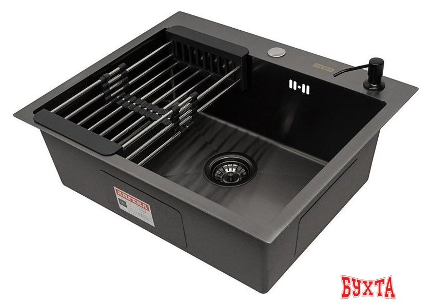 Кухонная мойка ARFEKA ECO AR мойка 600*500, коландер, дозатор BLACK 1