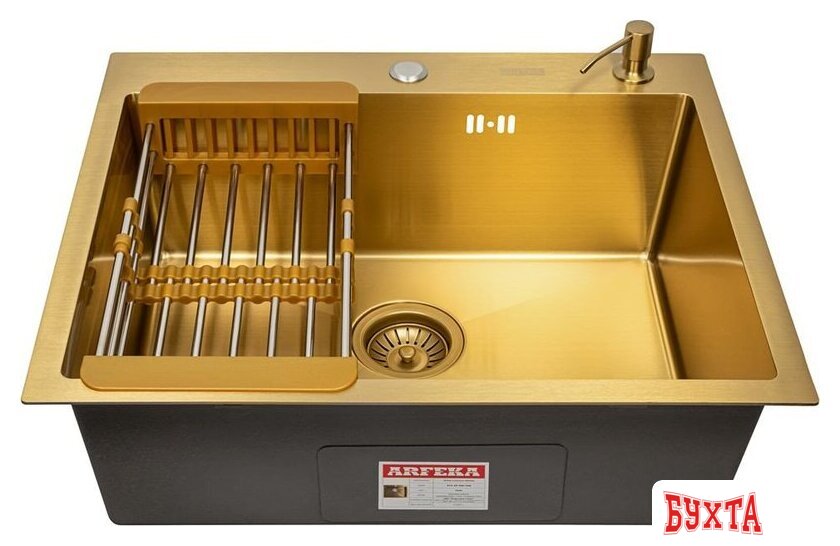 Кухонная мойка ARFEKA ECO AR мойка 600*500, коландер, дозатор GOLD 3