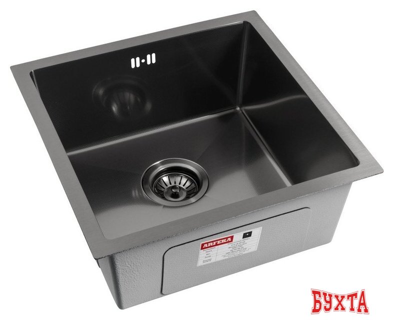 Кухонная мойка ARFEKA ECO AR 450*450 BLACK PVD NANO DECOR MILLET GRAINS 3