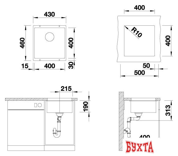 Кухонная мойка ZorG Subline 40 (черный оникс) 4