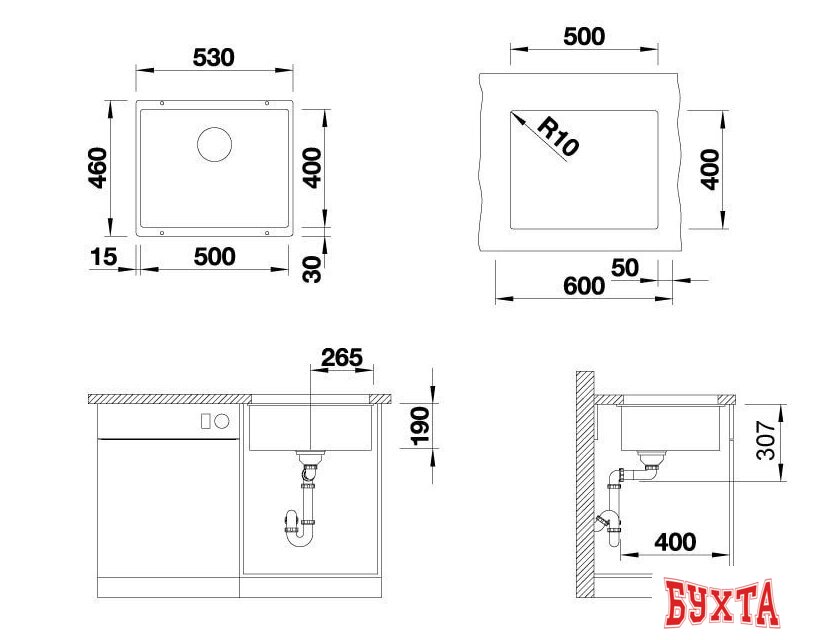 Кухонная мойка ZorG Subline 50 (серый жемчуг) 2