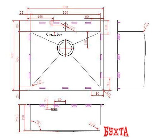 Кухонная мойка ZorG ZRN 5055 Premium PVD Gunblack 3
