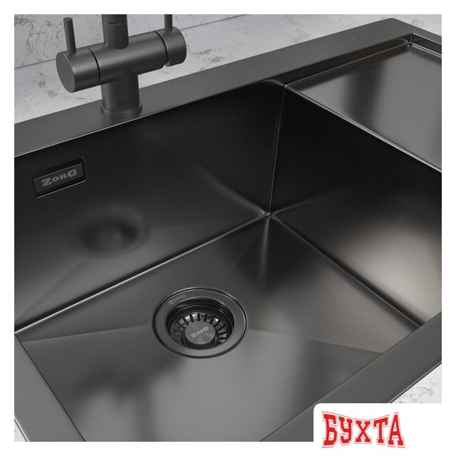 Кухонная мойка ZorG ZRN 5080 Premium L PVD Gunblack 2