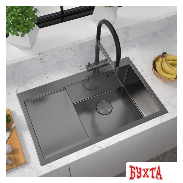 Кухонная мойка ZorG ZRN 5080 Premium R PVD Gunblack 1