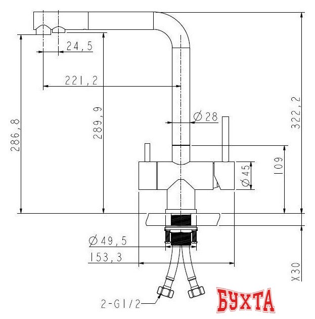 Смеситель ARFEKA Geminia (золотой PVD) 2