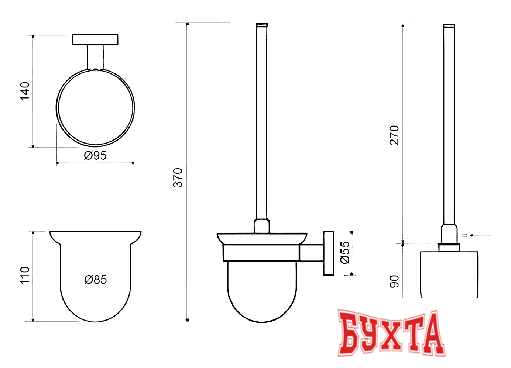 Ершик для унитаза Bemeta Dark 104113010 2