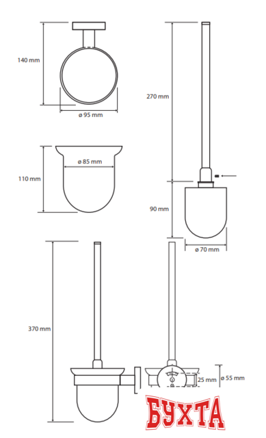 Ершик для унитаза Bemeta Graphit 156113017 3