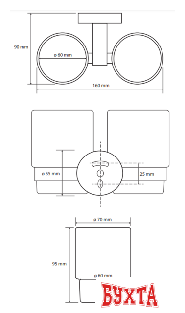 Стакан для зубной щетки и пасты Bemeta Omega 104110022 2