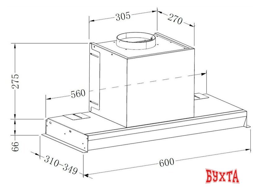 Кухонная вытяжка ZorG Aura 1260 60 S-GS (черный) 3