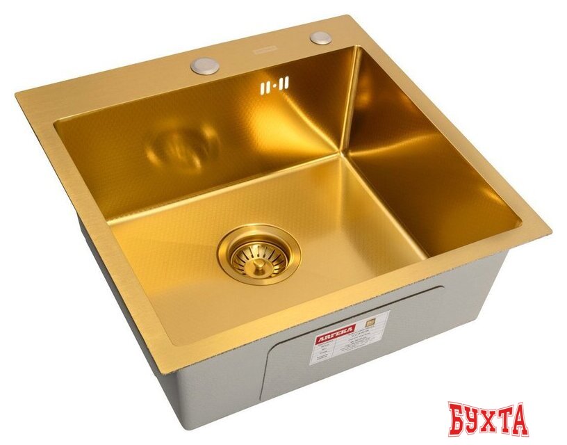 Кухонная мойка ARFEKA Eco AR 500*500 Gold PVD Nano Decor