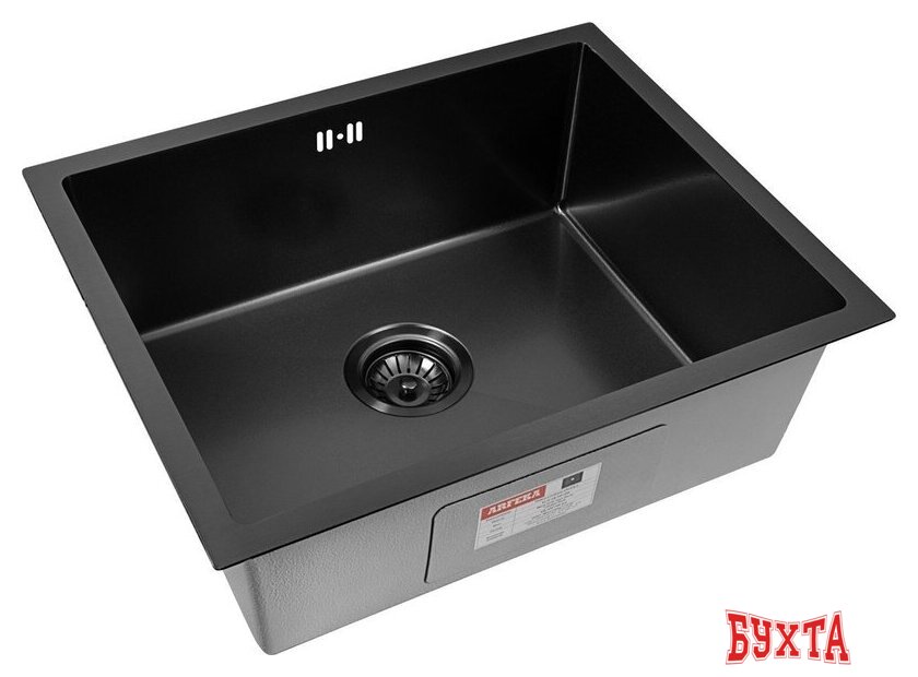 Кухонная мойка ARFEKA ECO AR 550*450 BLACK PVD NANO DECOR VOLCANIC ROCK 4