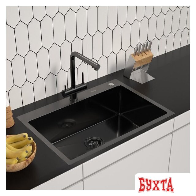 Кухонная мойка ARFEKA ECO AR 700*500 BLACK PVD NANO