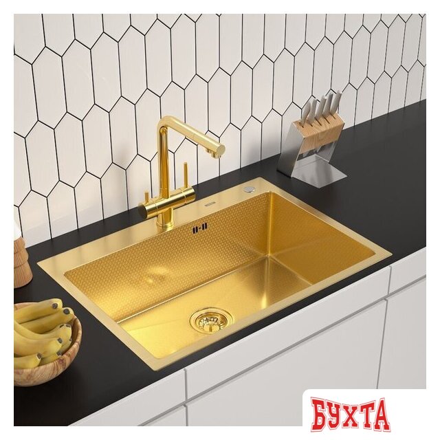 Кухонная мойка ARFEKA ECO AR 700*500 GOLD PVD NANO DECOR