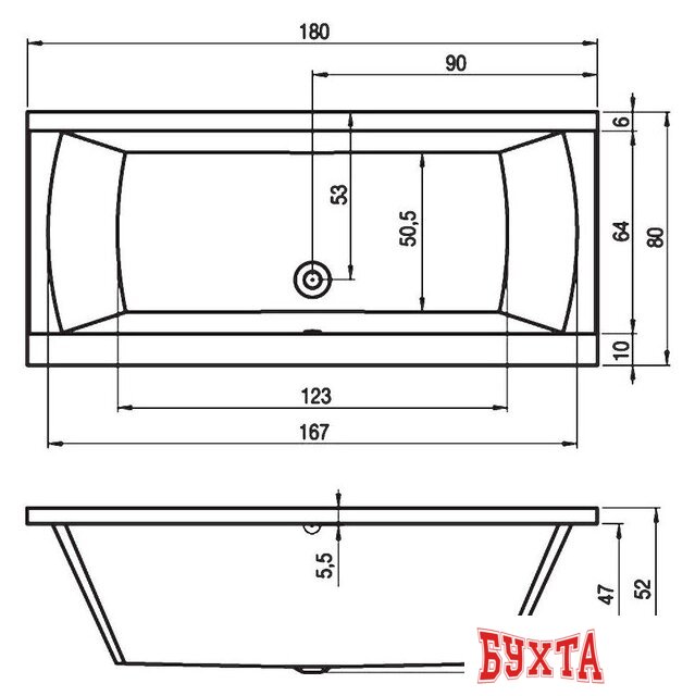 Ванна Riho Julia 180 B025001005 5