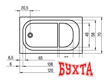Ванна Riho Petit 120x70 BZ25 (с ножками) 2