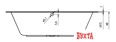 Ванна Riho Lugo 180x90 B134001005 (без ножек) 3