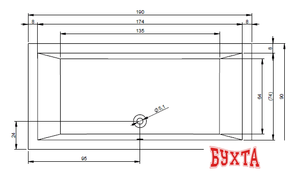 Ванна Riho Lugo 190x90 BT05 (без ножек) 2