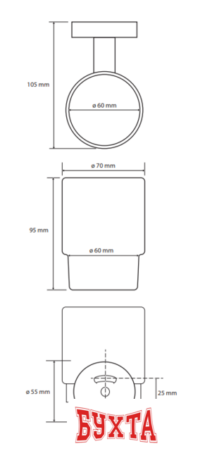 Стакан для зубной щетки и пасты Bemeta Graphit 156110012 3