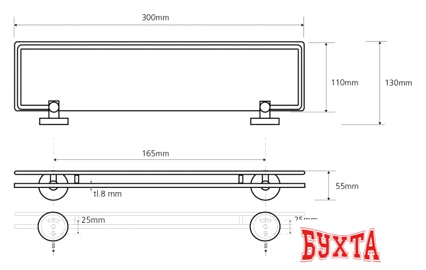 Мебель для ванных комнат Bemeta Полка Omega 104102202 2