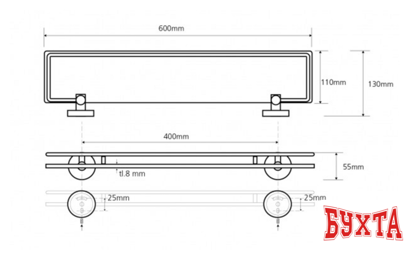 Мебель для ванных комнат Bemeta Полка Omega 104102212 2