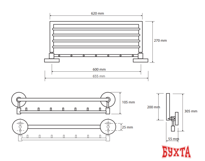 Полка для полотенца Bemeta Omega 104205162 2