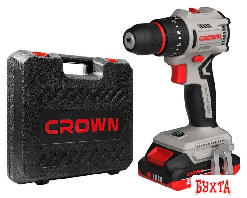 Дрель-шуруповерт Crown CT21145XMS-2 BMC (с 2-мя АКБ, кейс) 1