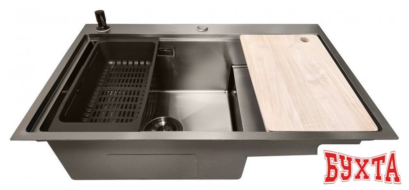 Кухонная мойка Stellar S6550NB-TU-L (нано черный, с доской)