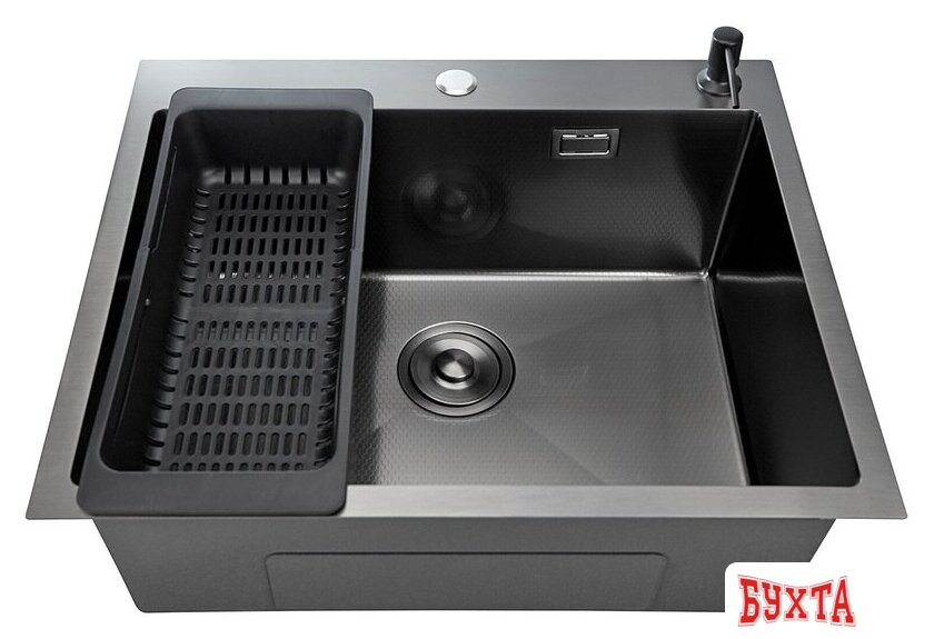 Кухонная мойка Stellar Decor S7050NB-D (нано черный) 1