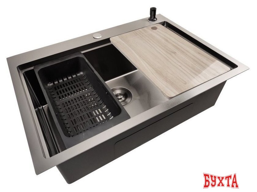 Кухонная мойка Stellar S7050NB-A (нано черный, c доской)
