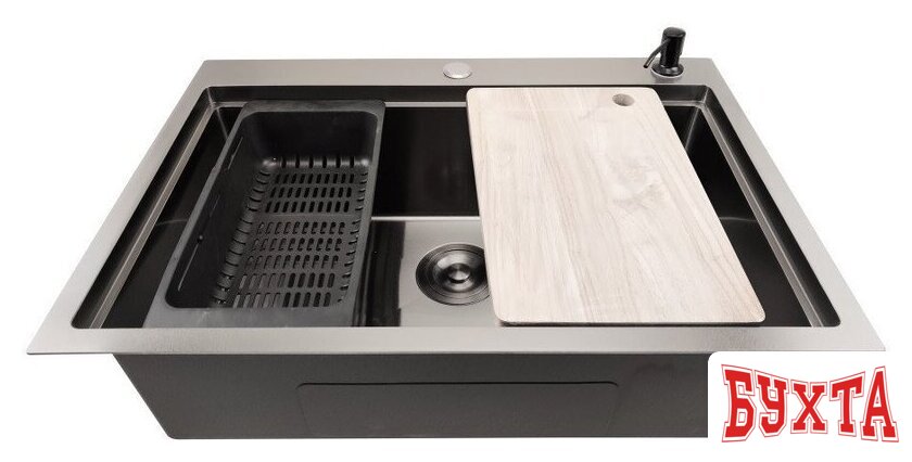 Кухонная мойка Stellar S7050NB-A (нано черный, c доской) 3
