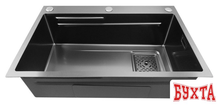 Кухонная мойка Stellar Decor S7045NB-A-D (нано черный, c доской) 4
