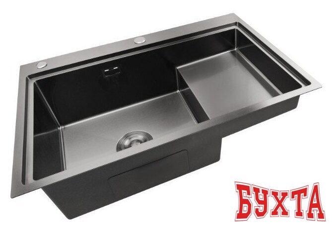 Кухонная мойка Stellar S7550NB-TU-L (нано черный, с доской) 3