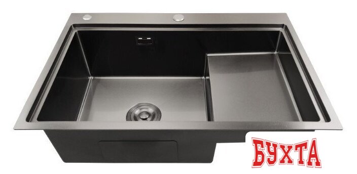 Кухонная мойка Stellar S7550NB-TU-L (нано черный, с доской) 5