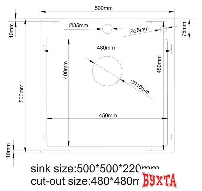 Кухонная мойка Asteria A5050S-D (сатин декор) 4