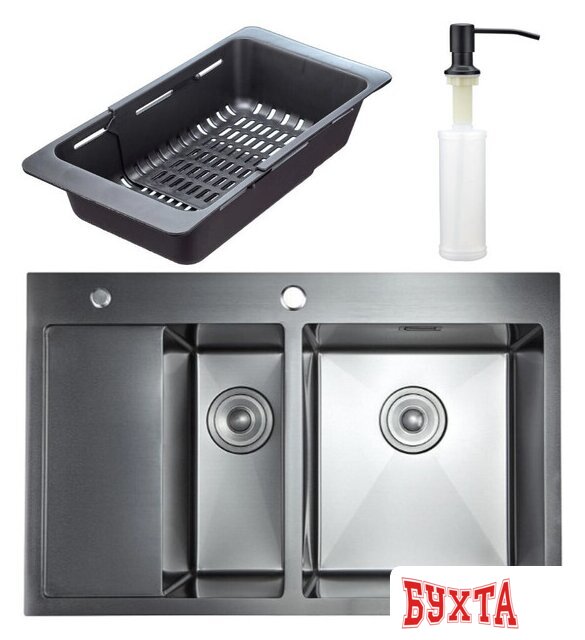 Кухонная мойка Stellar Evier E7850NB-2 R (нано черный) 1