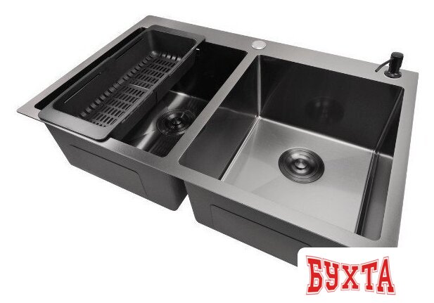 Кухонная мойка Stellar E7850-2NB (нано черный) 3