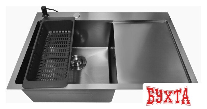 Кухонная мойка Stellar Decor S7850NB-L-D (нано черный) 2