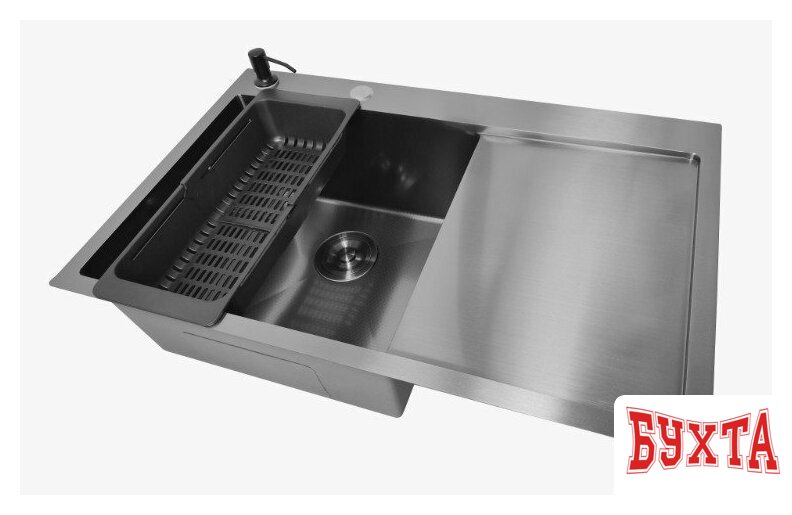 Кухонная мойка Stellar Decor S7850NB-L-D (нано черный) 4