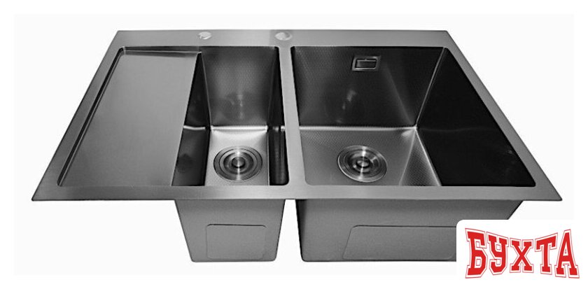 Кухонная мойка Stellar Decor S7850NB-2R-D (нано черный) 4