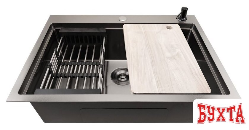 Кухонная мойка Stellar S5550NB-A (нано черный, с доской) 2