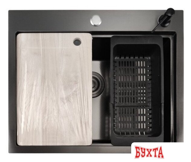 Кухонная мойка Stellar S5550NB-A-D (нано черный, с доской) 1