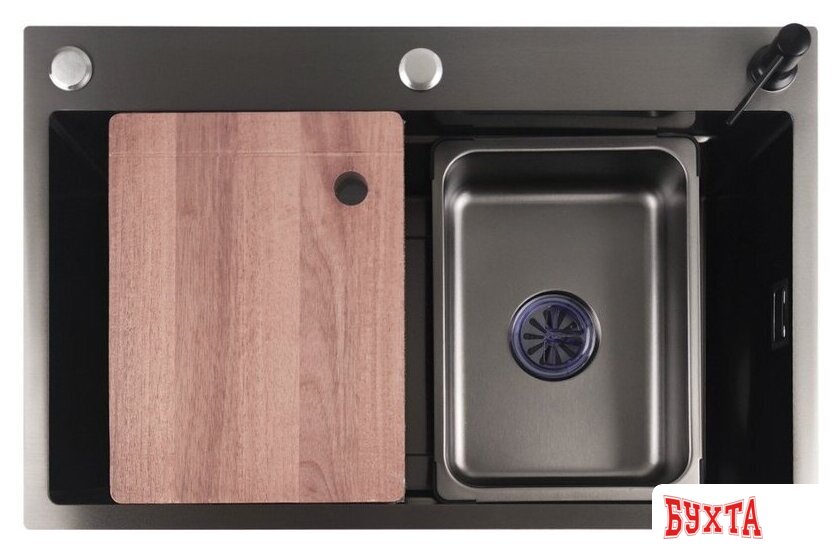 Кухонная мойка Stellar S7045NB-A (нано черный, c доской) 1